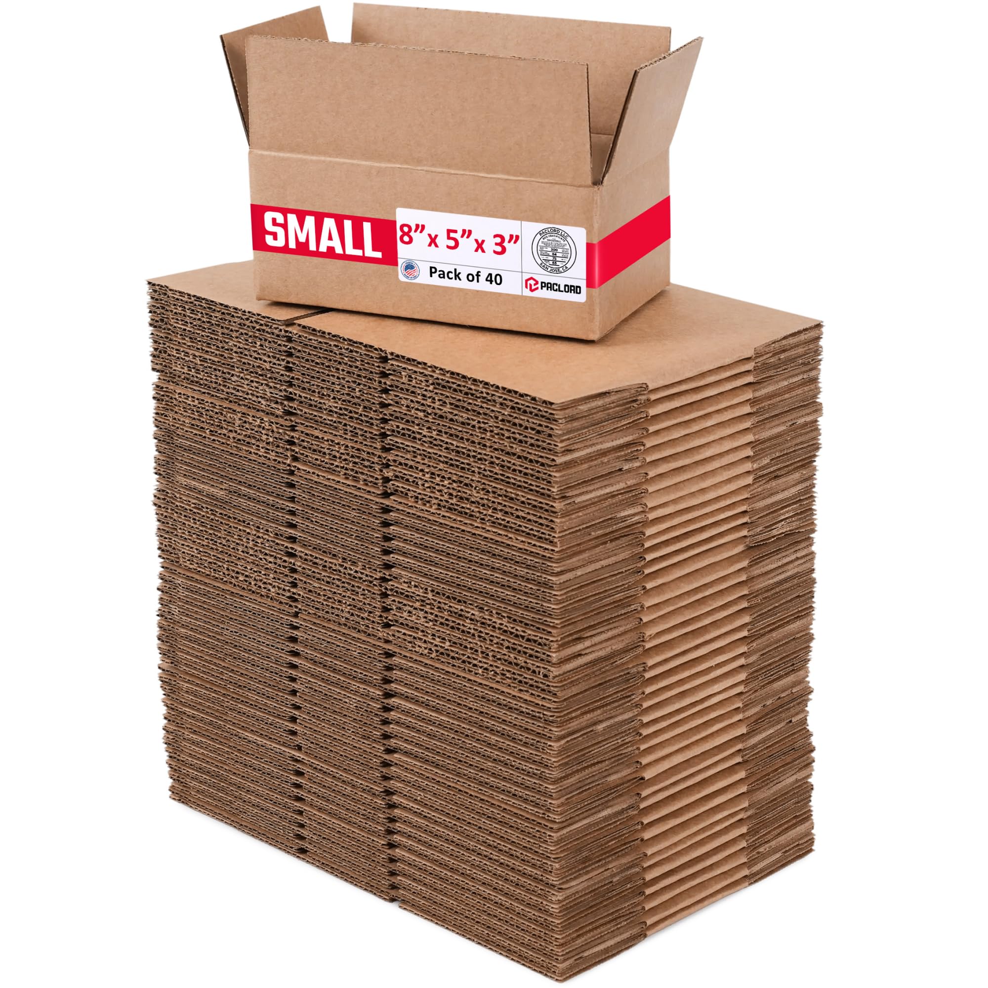 Small Cardboard Boxes 8"L x 5"W x 3"H (Pack of 40) - USA-Made Packing Boxes for Moving, Shipping, or Storage - USPS, UPS, FedEx Approved - Professional Packing Supplies for Moving | USA-Made Packing Boxes for Moving, Shipping, or Storage - USPS, UPS, FedEx Approved - Professional Packing Supplies