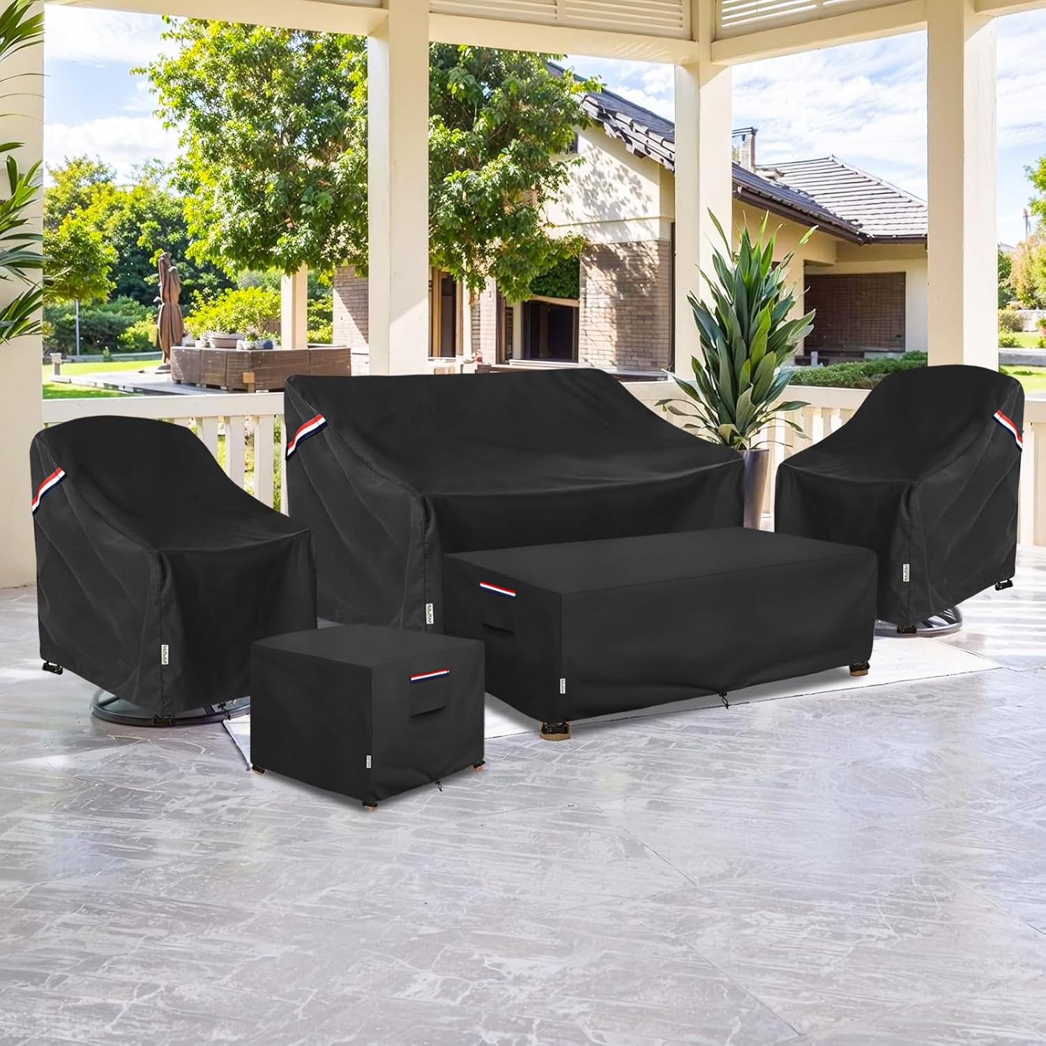 Patio Chair Covers Waterproof Heavy Duty Patio Furniture Covers, 33W x 35D x 36H Inches Swivel Outdoor Chair Cover 2 Pack (Black)