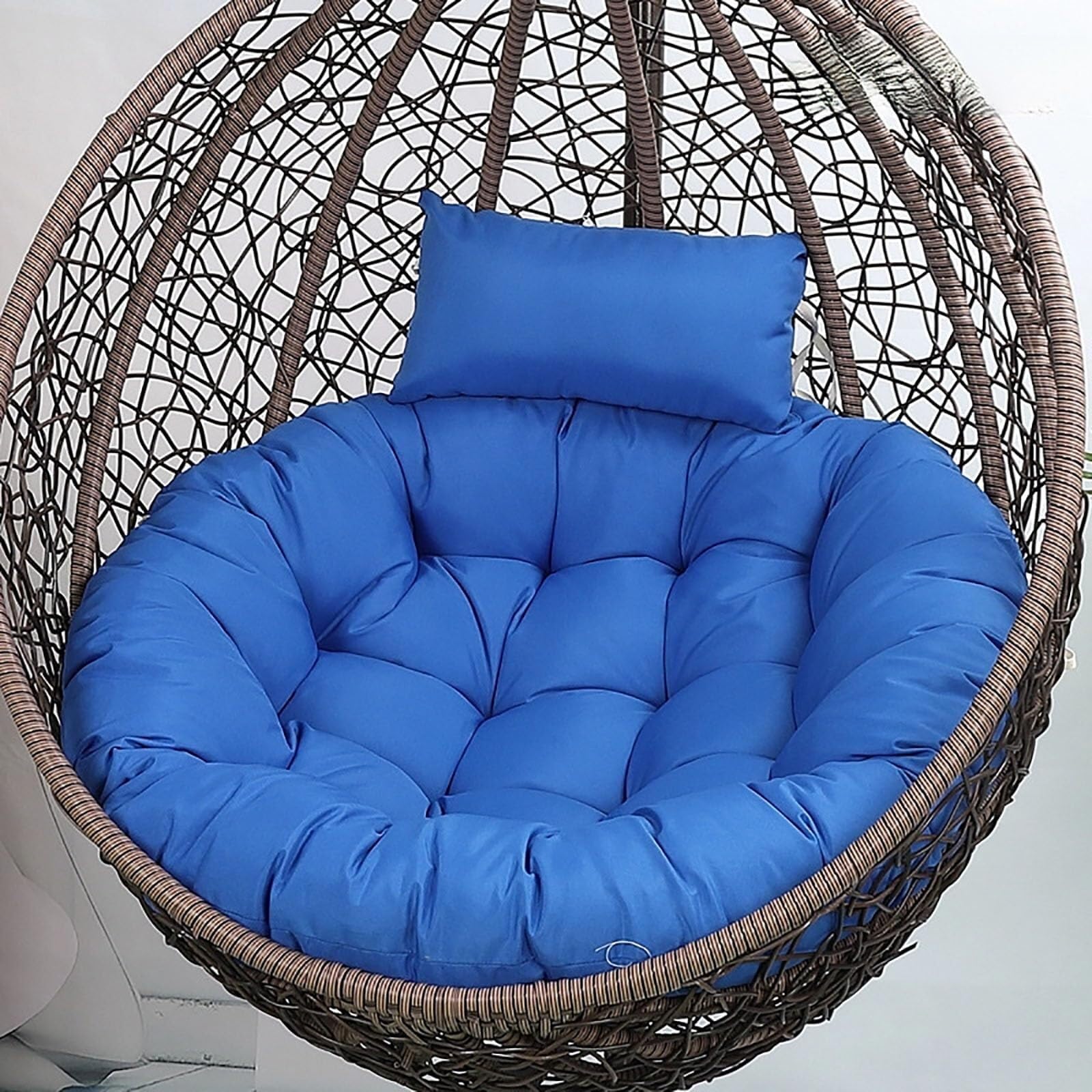NMVAWIPT 35.4 Inch Thickened Outdoor Egg Chair Cushion PP Cotton Fill Classic Style Plush Solid Seat Pad(Blue)