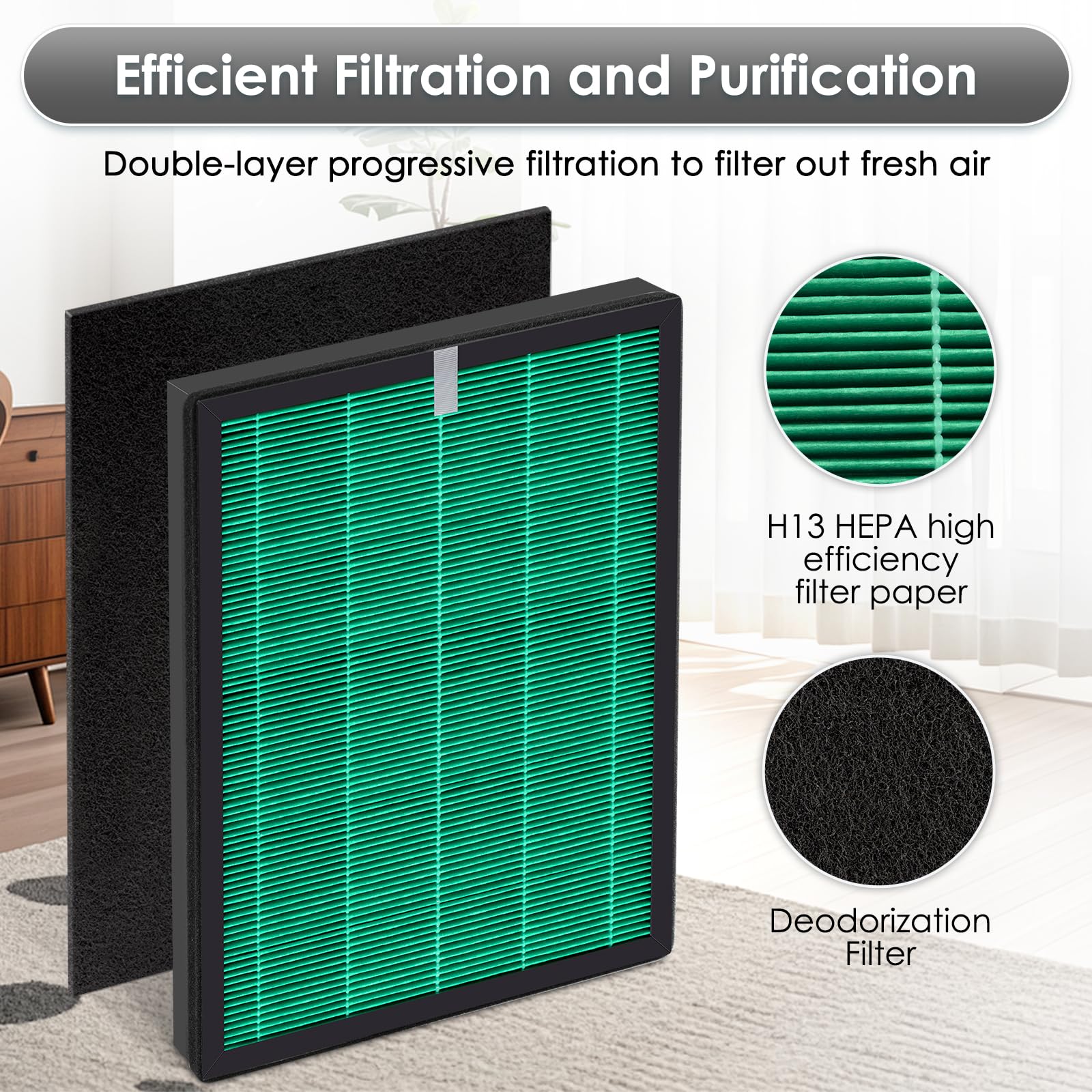 (2 pezzi) Airmega 150 filtri di ricambio per purificatore d'aria Coway Airmega 150, H13 True HEPA e filtro ai carboni attivi, 2 filtri verdi e 10 filtri a carbone attivo, AP-1019C-FP
