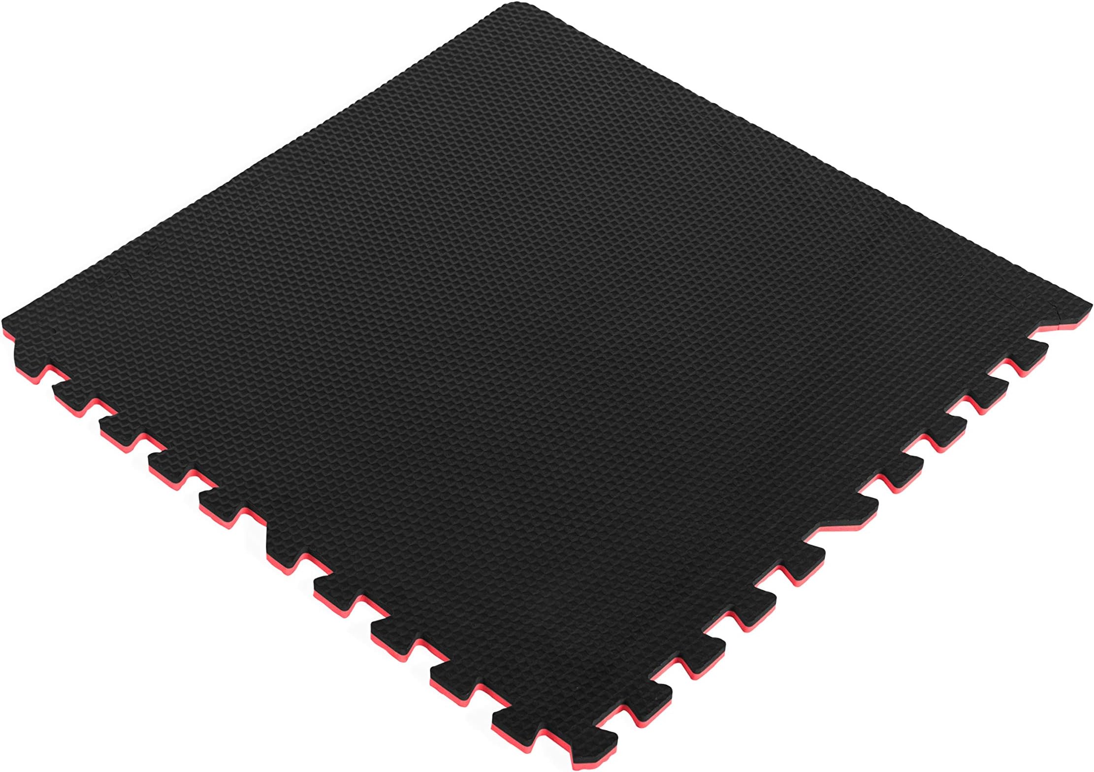 Cap High Density Reversible 4-Piece Puzzle Exercise Mat,Red/Black