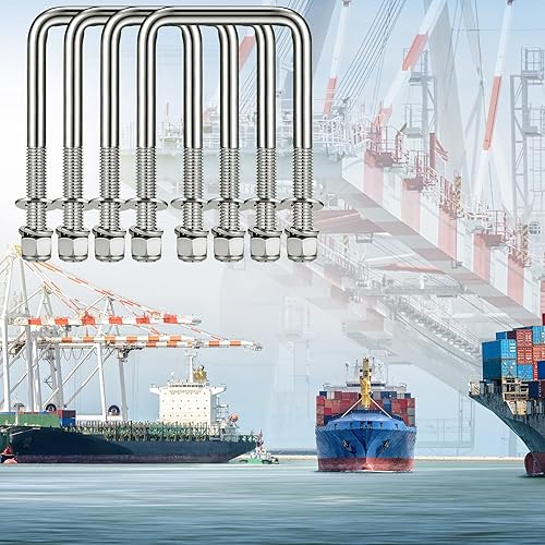 Miniatura 6 de 8 piezas Hotop pernos en U cuadrados de acero inoxidable 304 para remolque de barco con arandelas y tuercas  Pernos en U resistentes para remolque