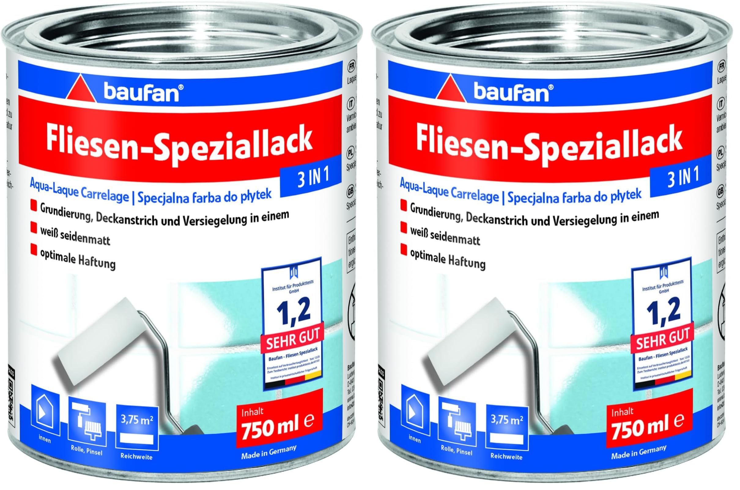 Vernis blanc satiné Baufan pour rénover un carrelage mural abîmé
