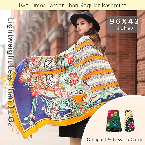 Miniatura 165 de DANA XU Manta de pashmina extragrande 100% de lana merina, bufanda de viaje, bufanda de cachemira para mujer, otoño e invierno, chal de gran