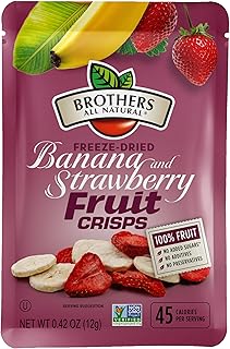 Brothers All Natural Freeze Dried Fruit Crisps, Banana Strawberry, 0.42 Oz (Pack of 24), Made with 100% Fruit, Gluten Free, Soy Free, Vegan, Healthy Snack, Lunch Box Ready