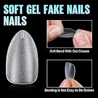 Vista 3 de TOMICCA 450 puntas de uñas de almendra de punta corta, uñas de gel suave, 15 tamaños de uñas postizas cortas de almendra prepulidas, cobertura