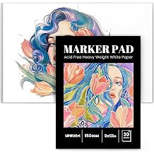 Umriox 30 Sheets Marker Paper Pad, 9x12 Bleedproof Sketchbook for Beginners