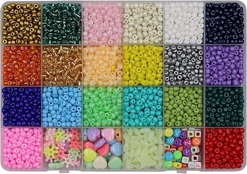 Miniatura 1 de Sosookk - Cuentas de poni de 0.157 pulgadas (0.157 in), cuentas pequeñas de poni, cuentas de semillas de vidrio, colores surtidos para pulseras de