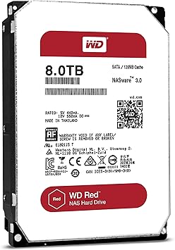 WD Red 8TB NAS Hard Disk Drive - 5400 RPM Class SATA 6 Gb/s 128MB Cache 3.5 Inch - WD80EFZX