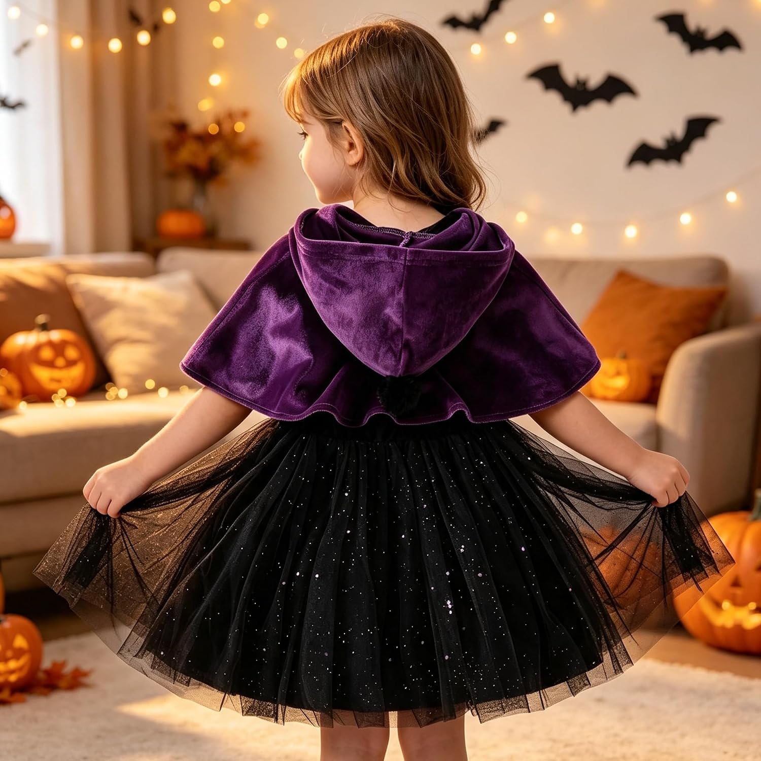 AGQT Toddler Girl Witch Costume Halloween Outfit 2 Piece Set, 1-6T