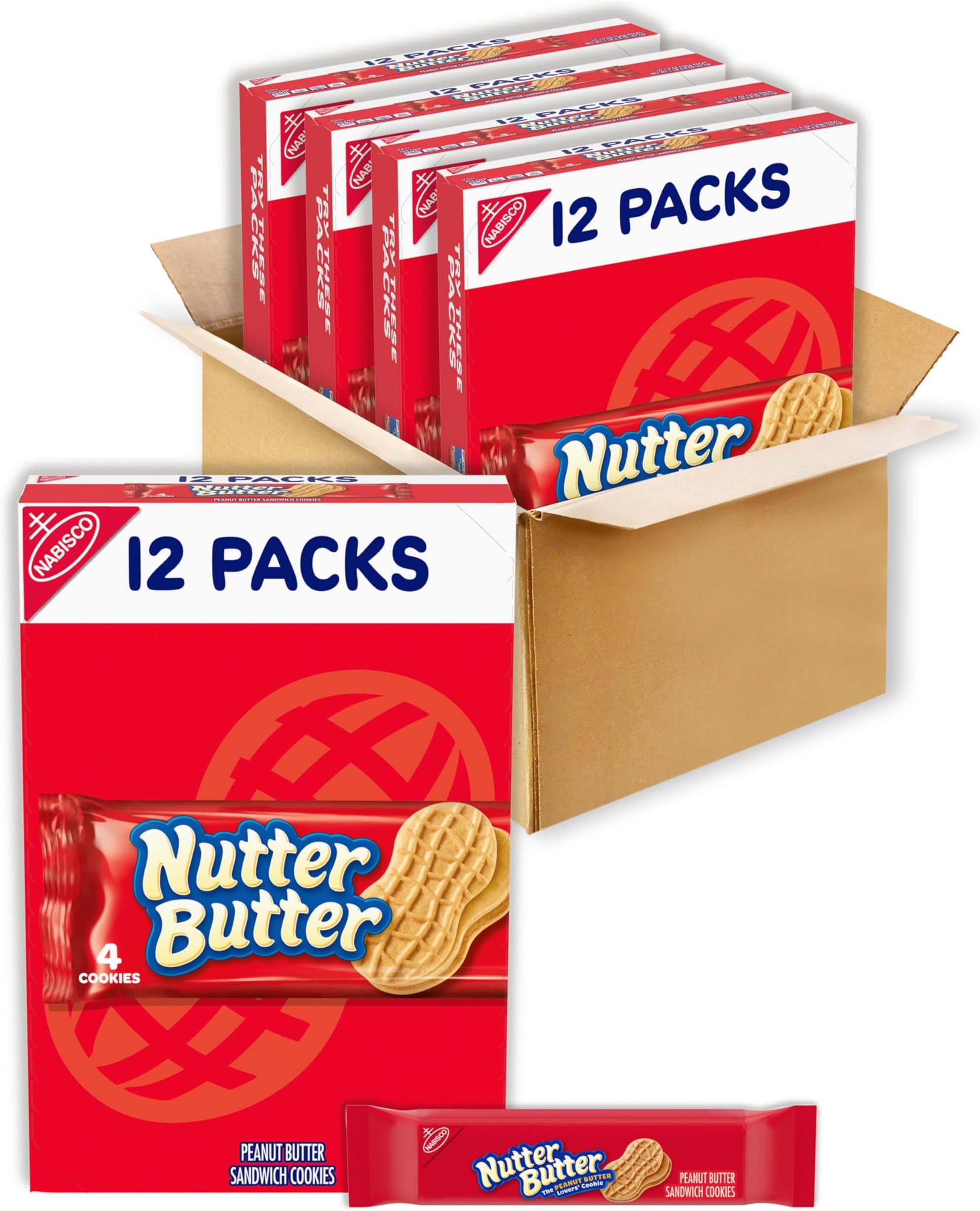 Peanut Butter Sandwich Cookies, 4 Boxes of 12 Packs (4 Cookies Per Pack)