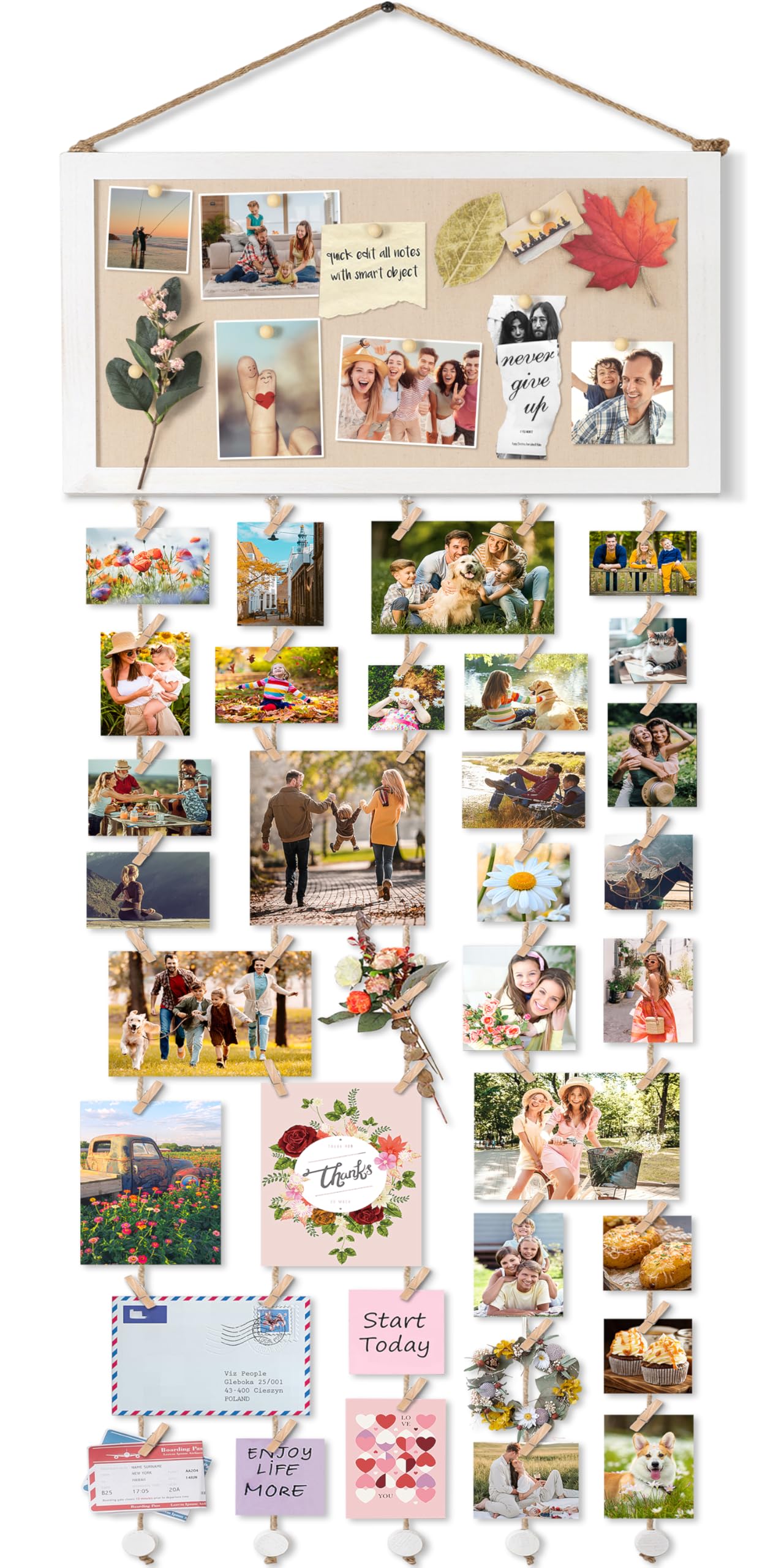 Bikoney Large Collage Picture Frame with Bulletin Board Photo Display
