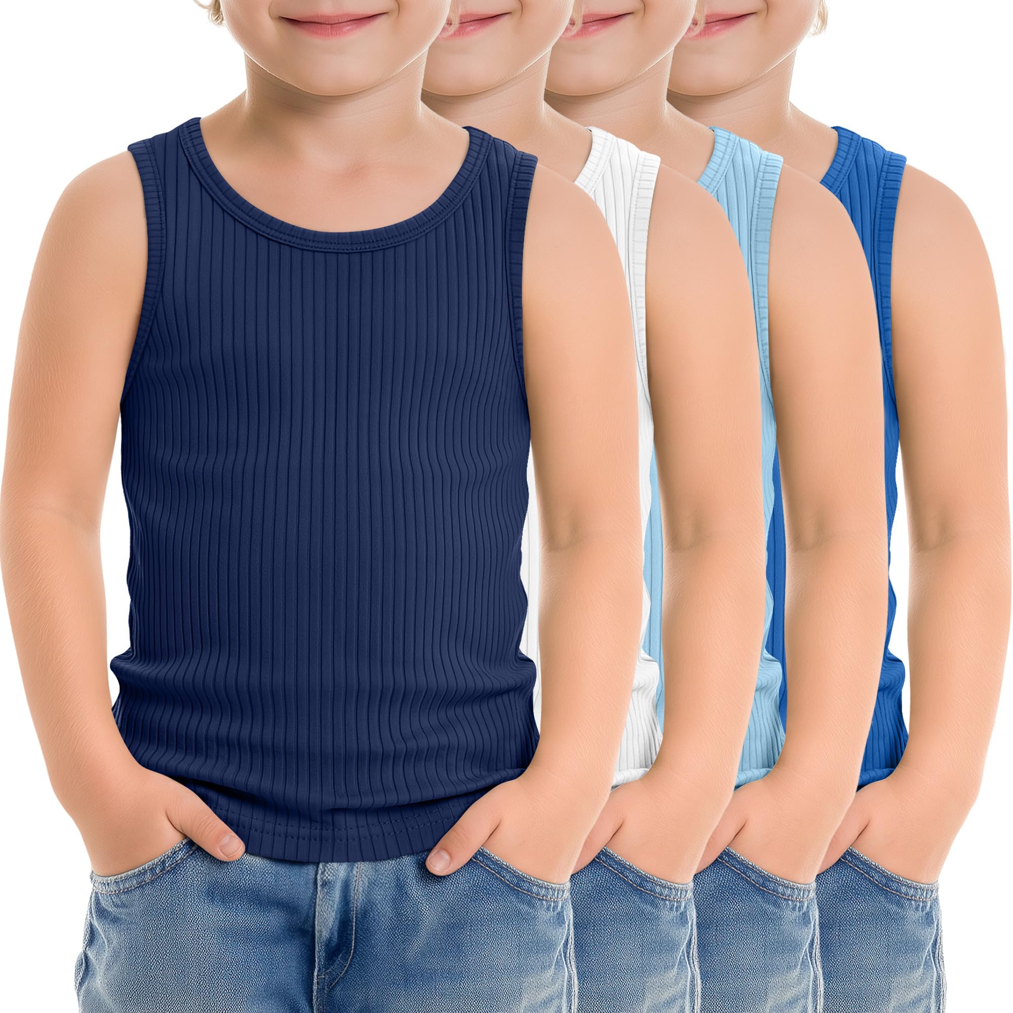 4 Pack Toddler Boys Cotton Tank Tops