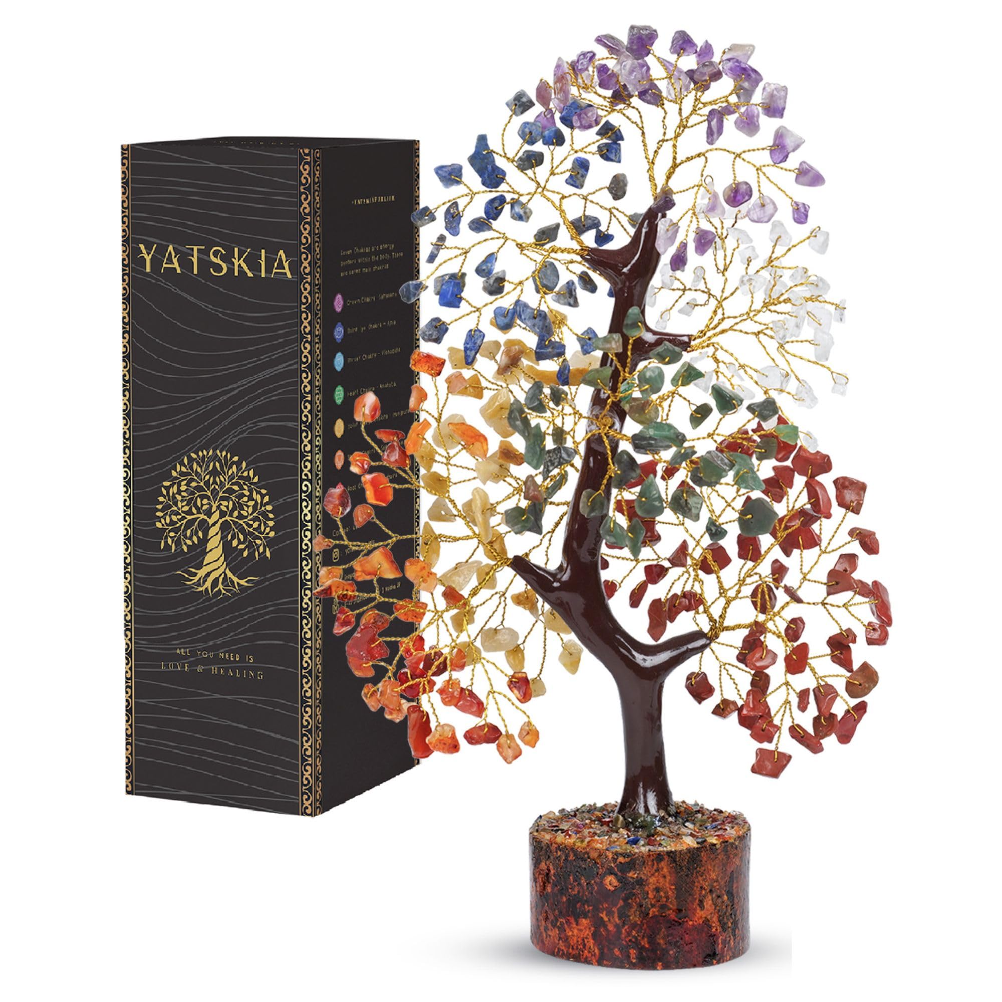 YATSKIA 7 Chakra Tree of Llife - Feng Shui Money Tree, Reiki Healing, Home Office Decor - Spiritual Gift for Women