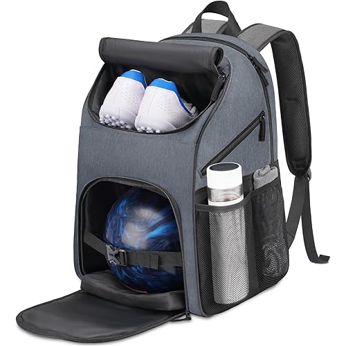 Bosynoy Bowling Backpack, Bowling Ball Bag for Single Ball with Shoe Compartment & Portective Foam Padded, Fits Bowling Shoes Up to US Mens Size 16, Bowling Tote Bags for Bowling lover