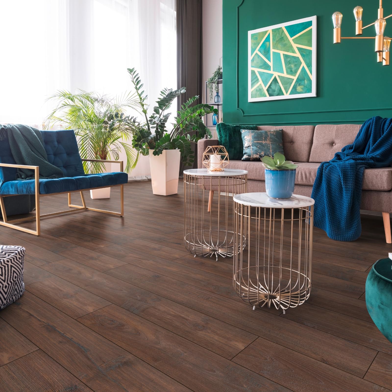 KRONOTEX Laminatboden Nostalgie Teak Landhausdielen-Optik, 193 x 1380 x 8 mm, 2,128 m², braun, Exquisit Serie