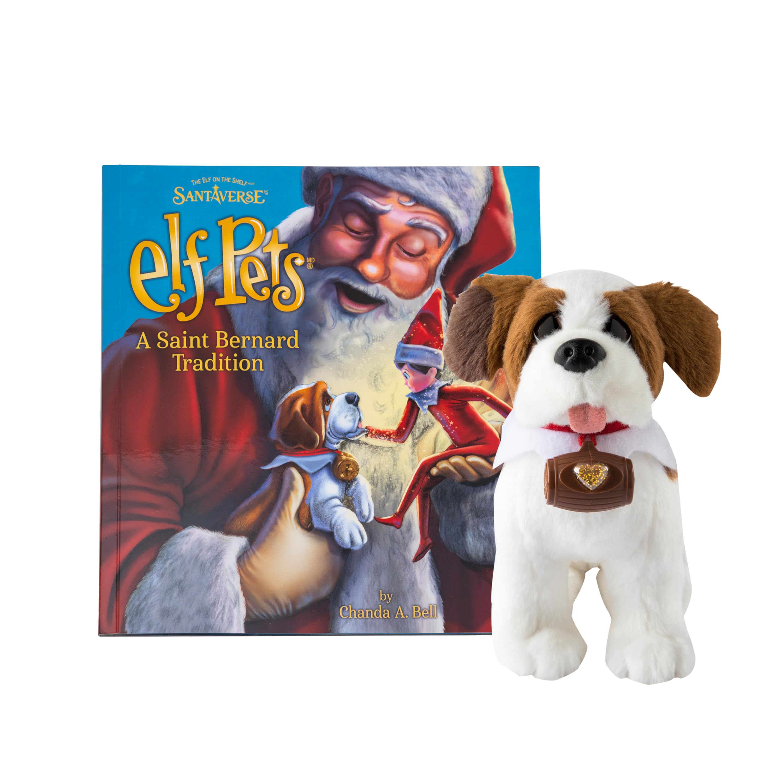 Elf Pets: A Saint Bernard Tradition- Includes Beautifully Illustrated Hardbound Storybook, Huggable Elf Pet St. Bernard Stuffed Animal with Barrel Charm and Official Adoption Certificate