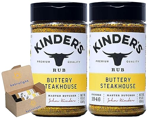 BETRULIGHT - Buttery Steakhouse Rub and Condiing no contiene gluten sin OMG y no añade MSG Kinders Buttery Steakhouse Frote y condimento 95 onzas BETRULIGHT - Buttery Steakhouse Rub and Condiing no contiene gluten sin OMG y no añade MSG Kinders Buttery Steakhouse Frote y condimento 95 onzas