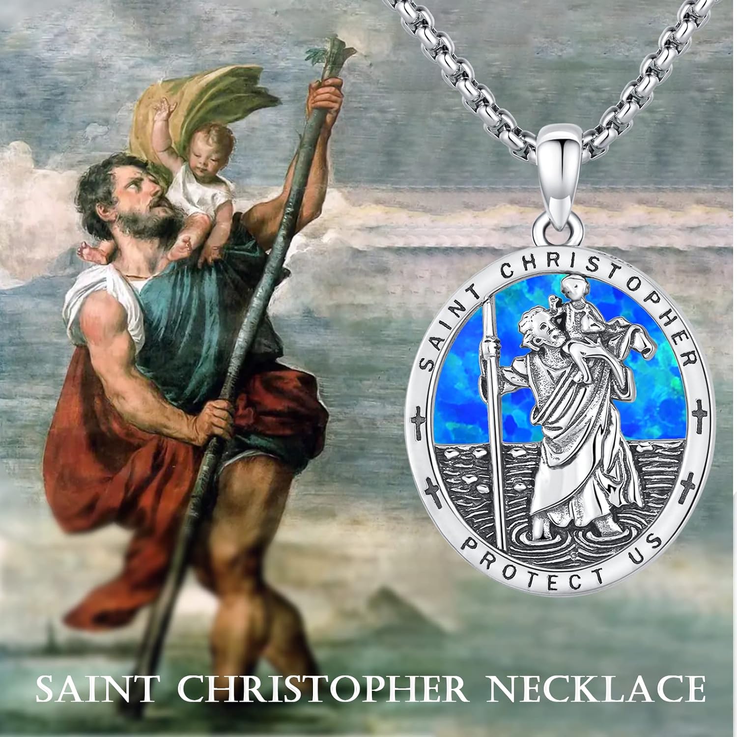 925 Sterling Silver Patron Saint Amulet Necklace for Men Women Religious Catholic Jewelry Gifts for Him Her - Image 5