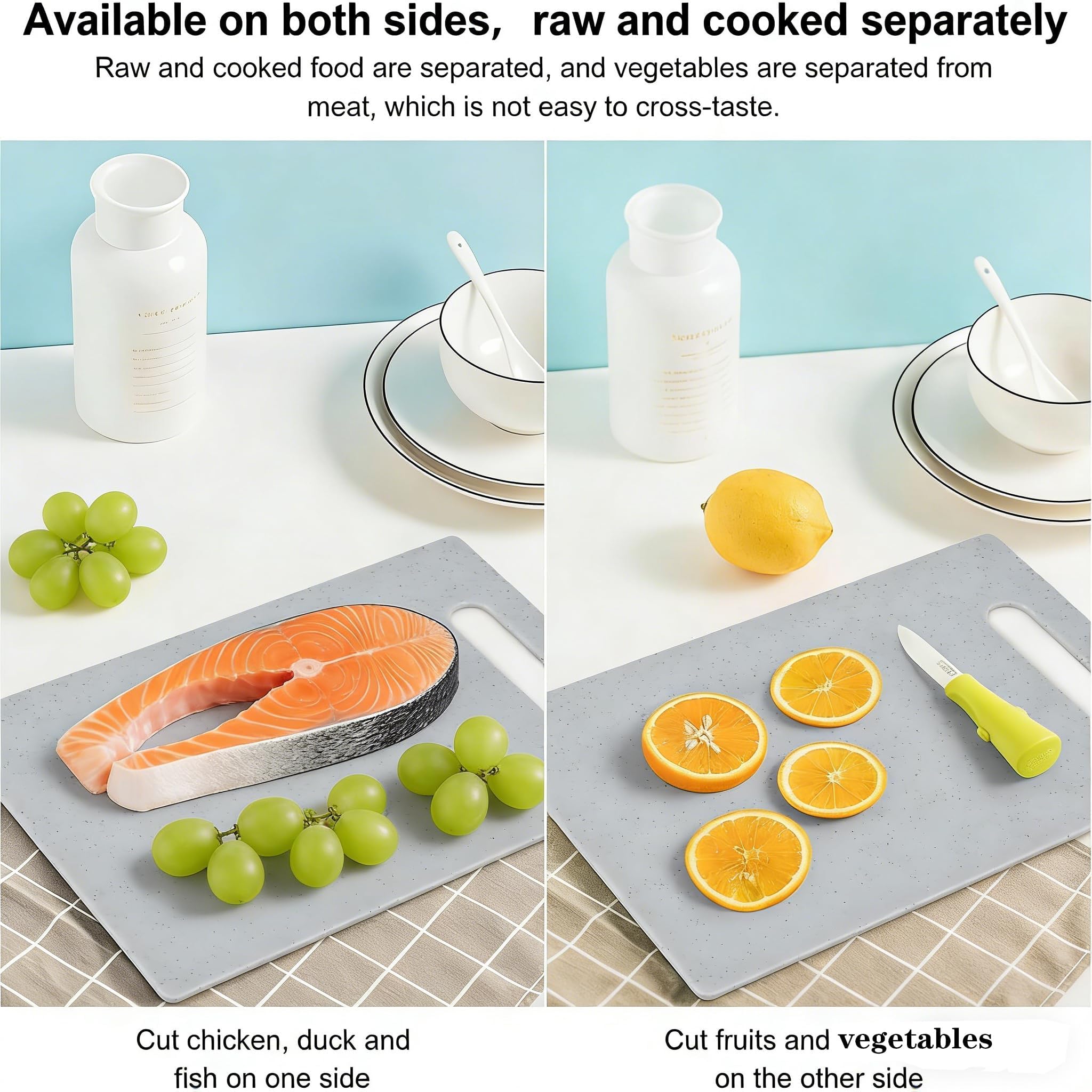 4-częściowy zestaw desek do krojenia z tworzywa sztucznego ze stelażem, obustronne użytkowanie, 28 x 18 cm, deski kuchenne i śniadaniowe