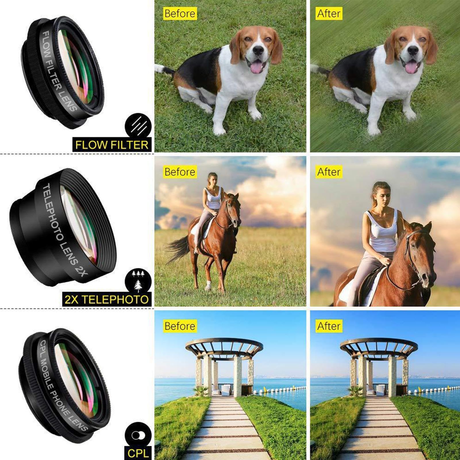 Set di 2 per smartphone – Set di obiettivi per cellulare | macro vetro clip fotocamera | Strumenti universali per cellulare, grandangolare macro 198-Fisheye 198, alloggiamento in lega