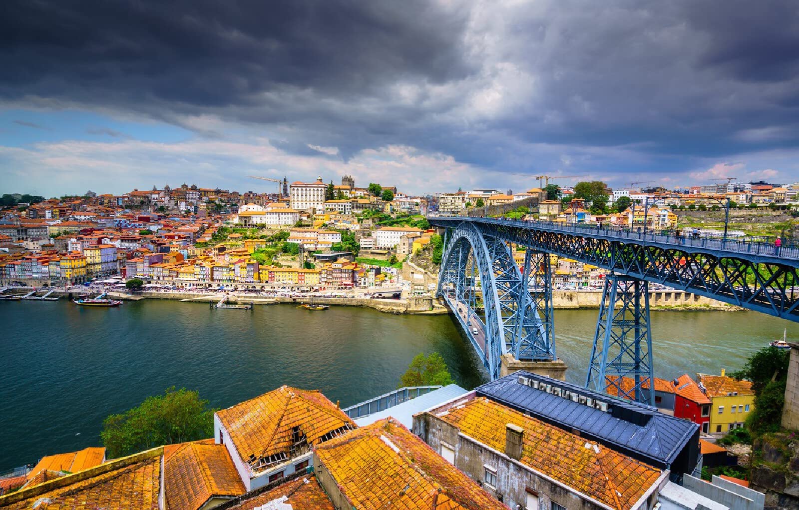 puzzle świąteczne 1000 elementów Miasto Most Rzeka Budynek Dachy Rzeka Douro, Vila Nova de Gaia, Portugalia 75x50cm