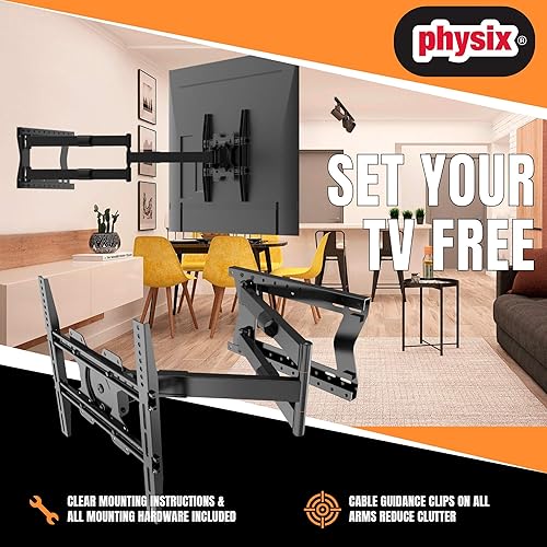 Miniatura 3 de Physix 2100 - Soporte de pared para TV de brazo largo para pantallas de 32 a 75 pulgadas, extensión extra larga de hasta 40 pulgadas, soporte de TV