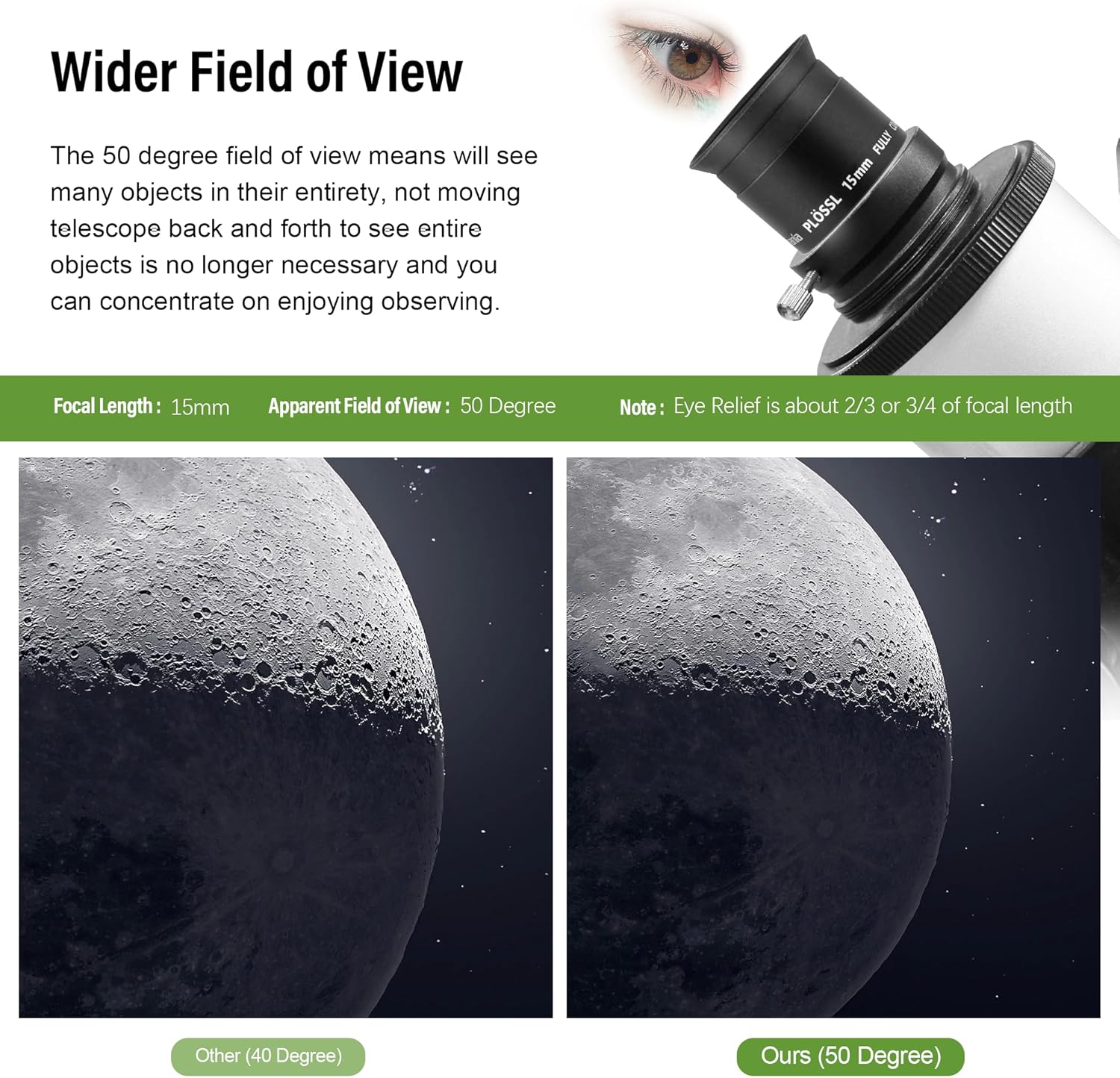 Astromania 1.25" 6mm Plossl Telescope Eyepiece - Bundle with - 1.25" 15mm/40mm Plossl Eyepiece