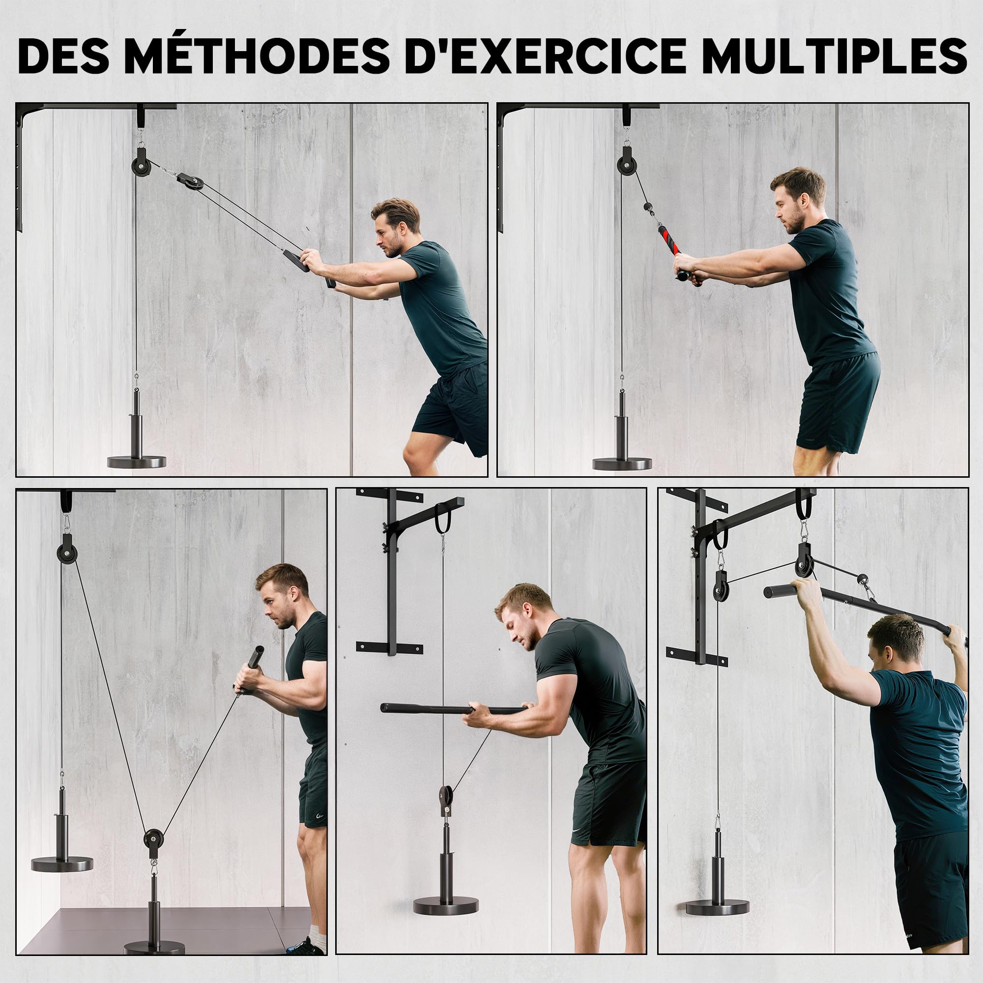SPORTNOW Poulie Musculation Maison, Poulie Haute et Basse LAT Pulldown | Cable Machine Musculation, Entraînement des Bras, Exercices de Flexion des Biceps, des Triceps et des Bras