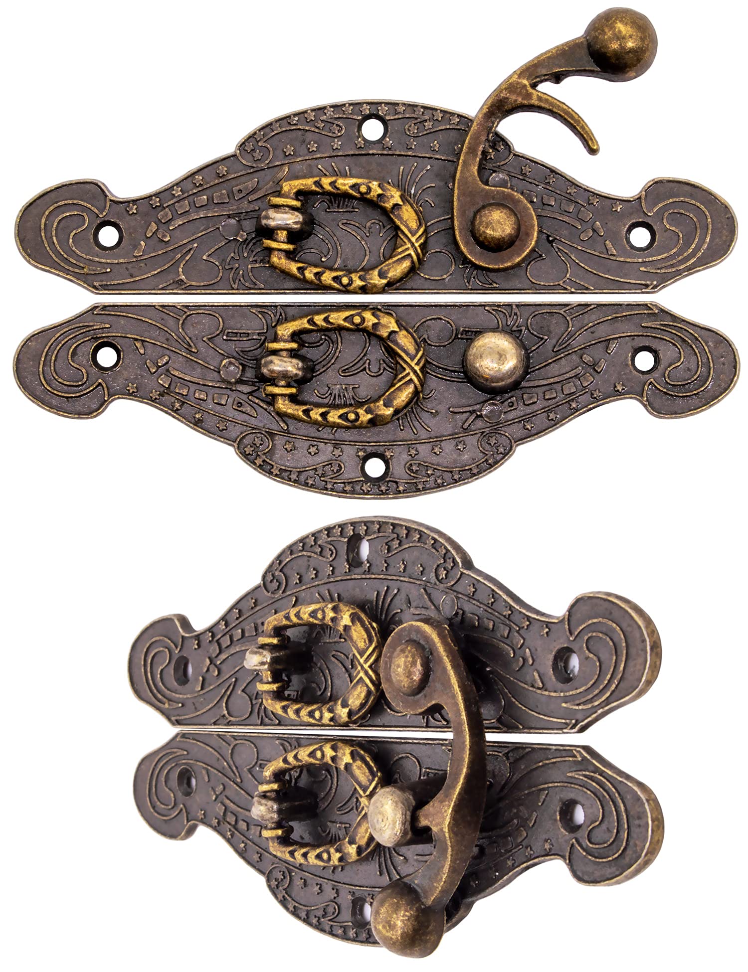 FUXXER 2 chiusure antiche, ganci a blocco, design in ferro bronzo, 90 x 50 mm, set da 2 pezzi