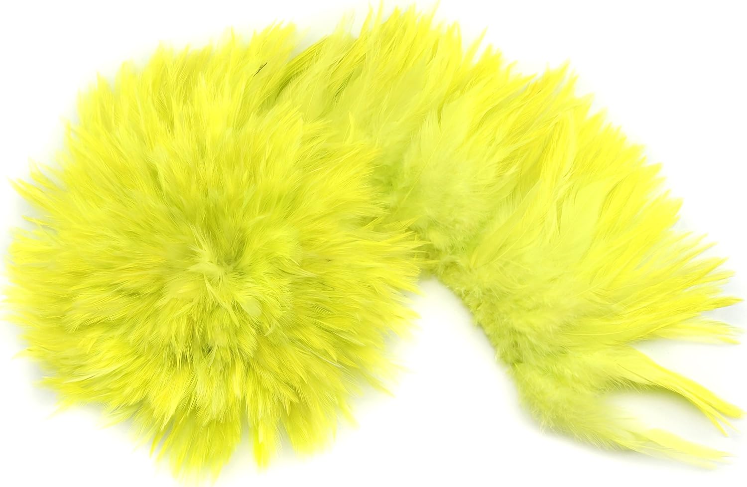 ZUCKER™ Rooster Saddle Feathers White Dyed - 3-6" - Flourescent Chartreuse
