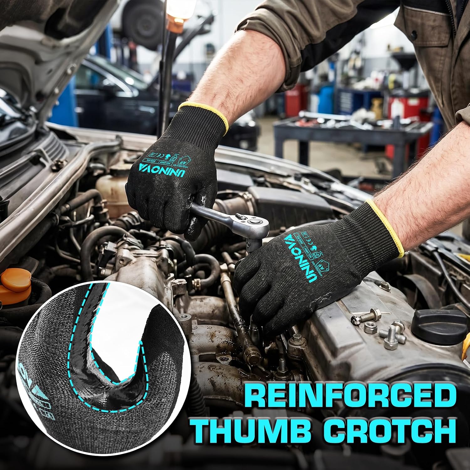 ANSI A9 Cut Resistant Gloves, Sandy Nitrile Coated, 15-Gauge Cut Proof Gloves for Metal Glass Handling, 3/6/12 Pairs