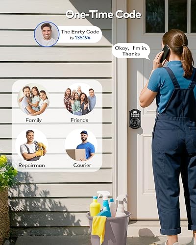 Miniatura 5 de TEEHO TE003 Cerradura de puerta con teclado de entrada sin llave con asa, cerraduras inteligentes digitales electrónicas para puerta delantera,