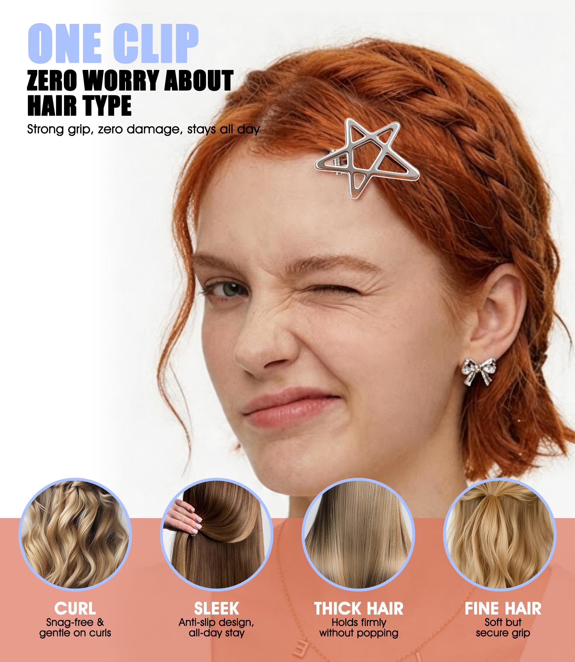 30 fermagli per capelli a forma di stella, graziosi accessori per capelli in stile Y2K, per ragazze e donne, 4 x 3,8 cm