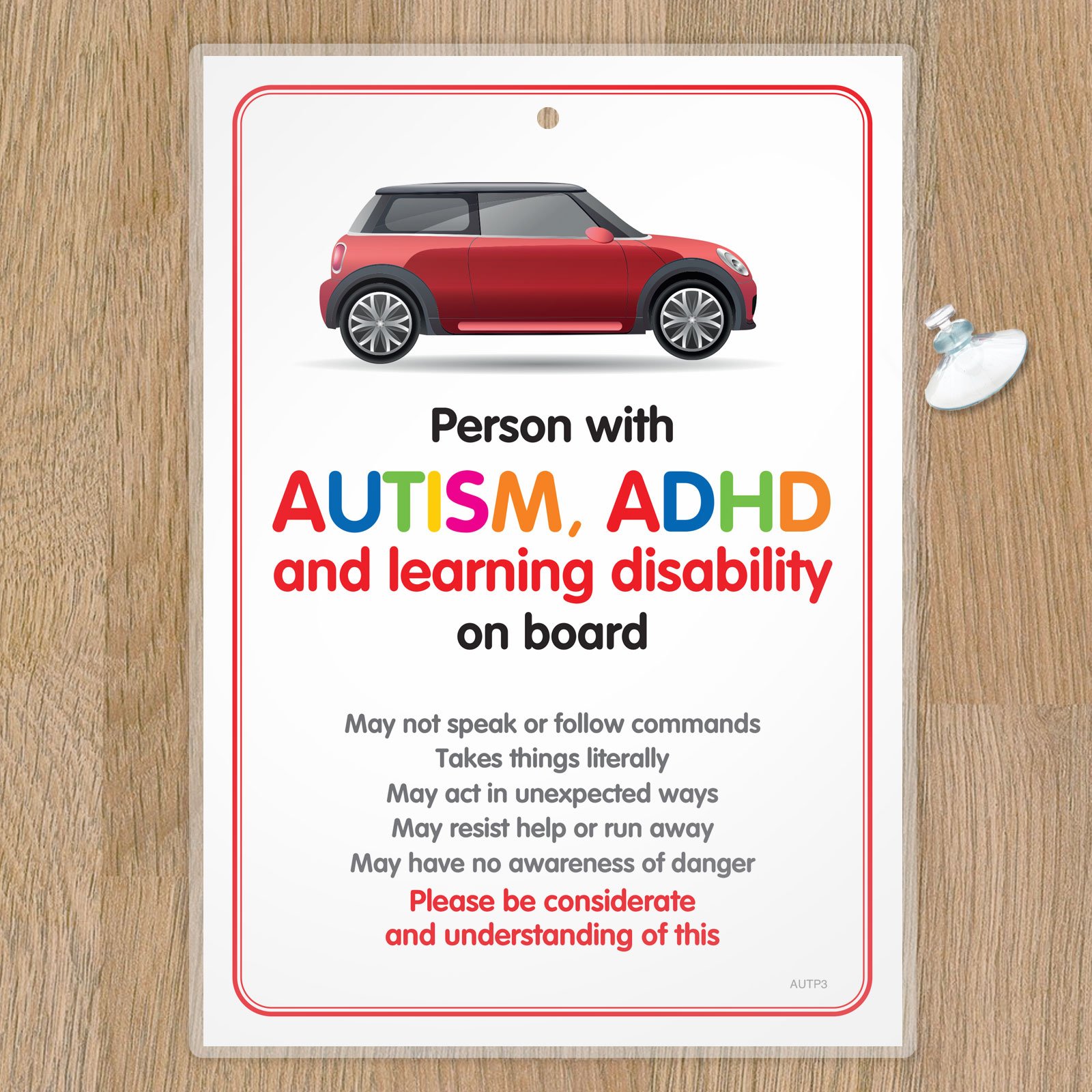Funky Monkey House Autism Car Sign -Disability Adhd Sen Awareness Sign For Emergency Services Autp3