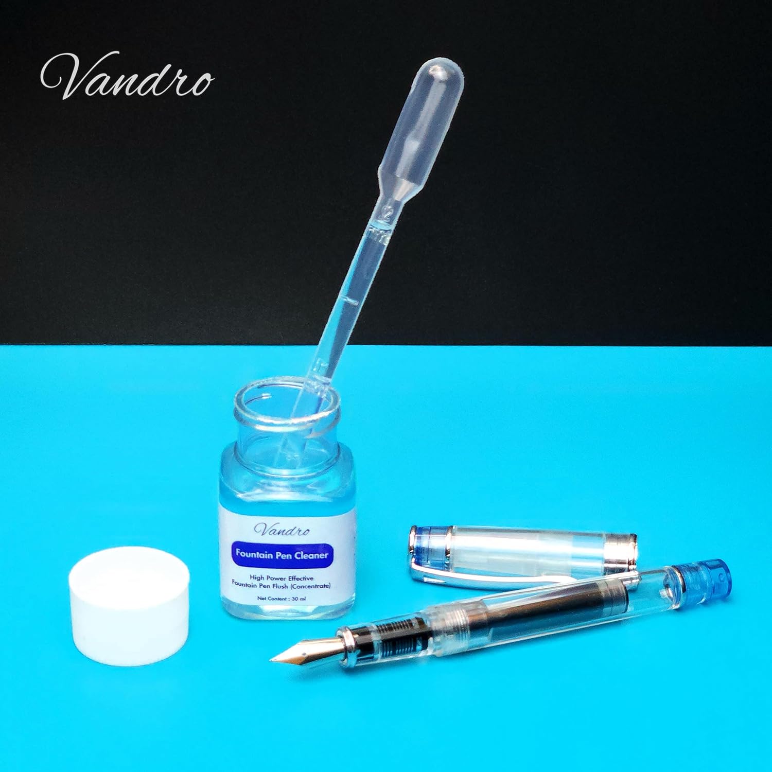 Vandro Fountain Pen Cleaning Flush Kit - High Power Fountain Pen Flush Solution with Accessories