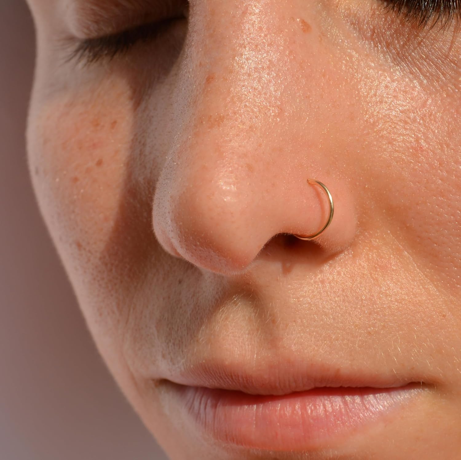 14k Gold Nose Hoop | Ring Real Gold Thin 14K Gold Hoop Nose Ring Non Tarnish for Women Nose Piercing 14k Ring Hoops for Women Hoop Rings Small Huggie Tiny Jewelry Hypoallergenic 20 Gauge 7 mm or 8 mm | Handmade in FL - Image 3