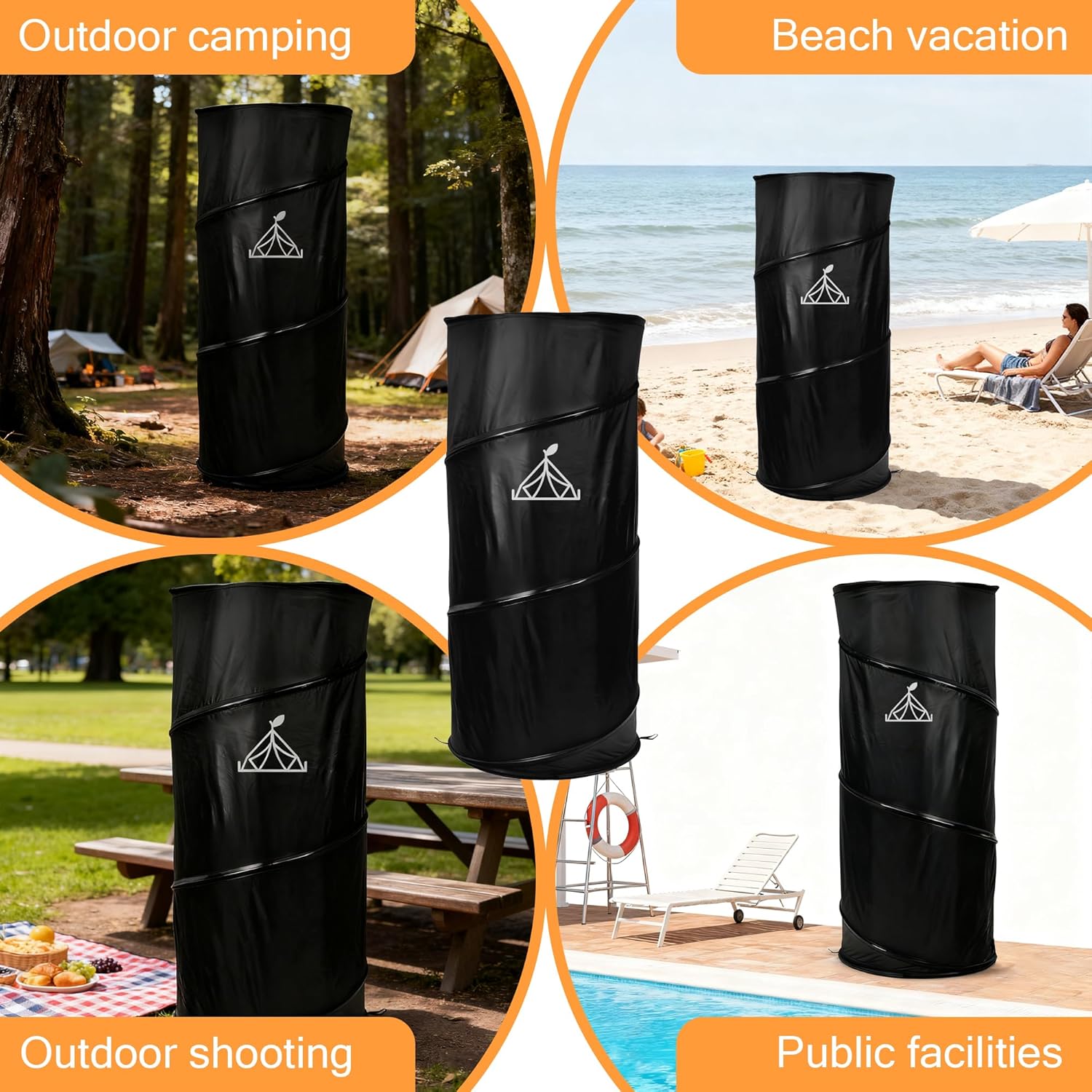 Pop up Changing Tent, Portable Changing Room Shower Tent, Privacy Portable Bathroom Collapsible Emergency, Compact Dressing Room Tube with Carry Bag for Camping, Beach, or Outdoors (Black)