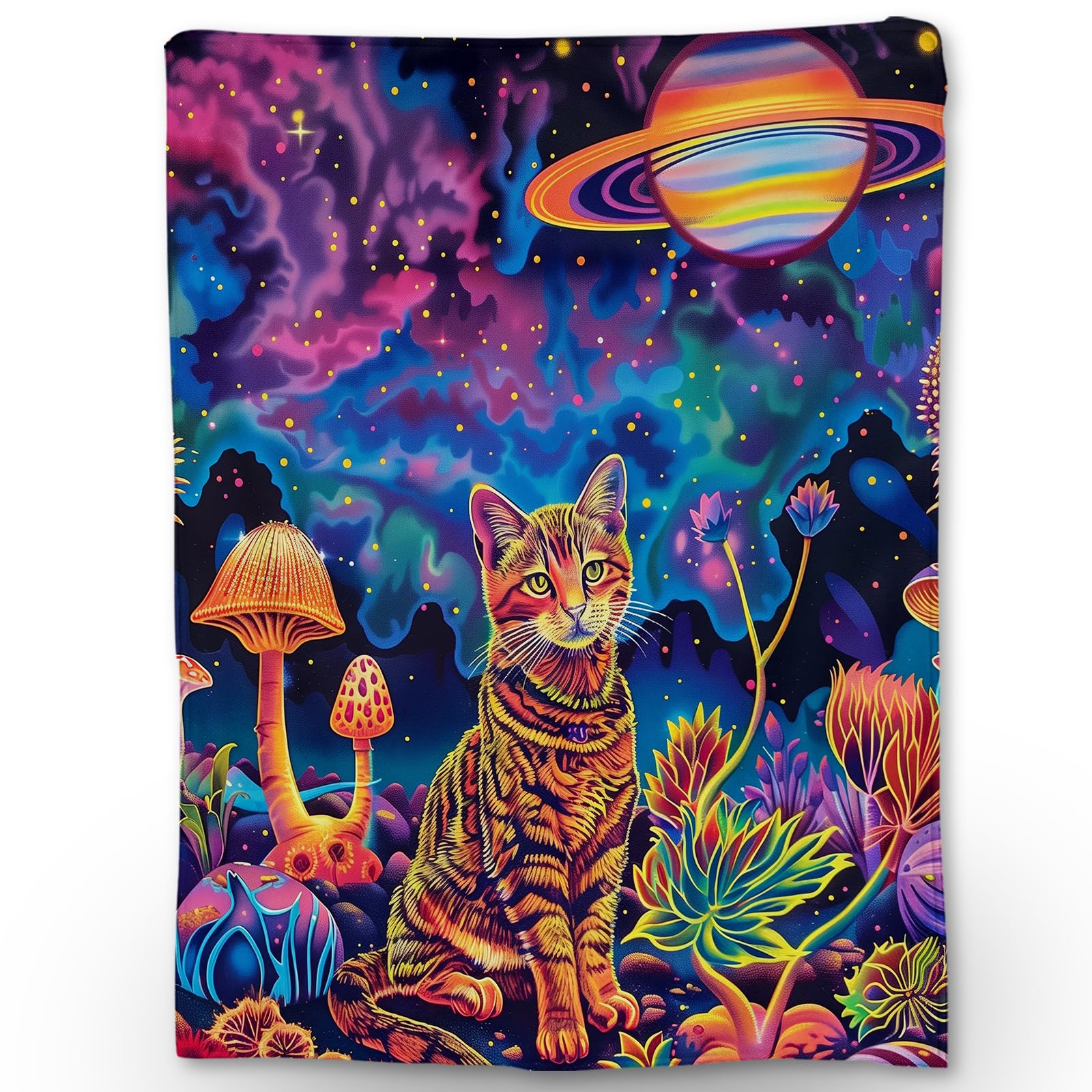 Ti Caldi Cat Blanket - Ultra Soft, Fluffy, Lightweight Flannel Throw Blankets for Couch, Bed, Travel, Outdoor - Cozy, Fuzzy Home Decor, for Adults