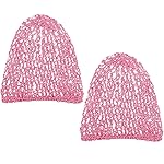 Waydress 2 Pieces Mesh Hair Net Rayon Knit Snood Women Crocheted Sleep Cap (Pink)