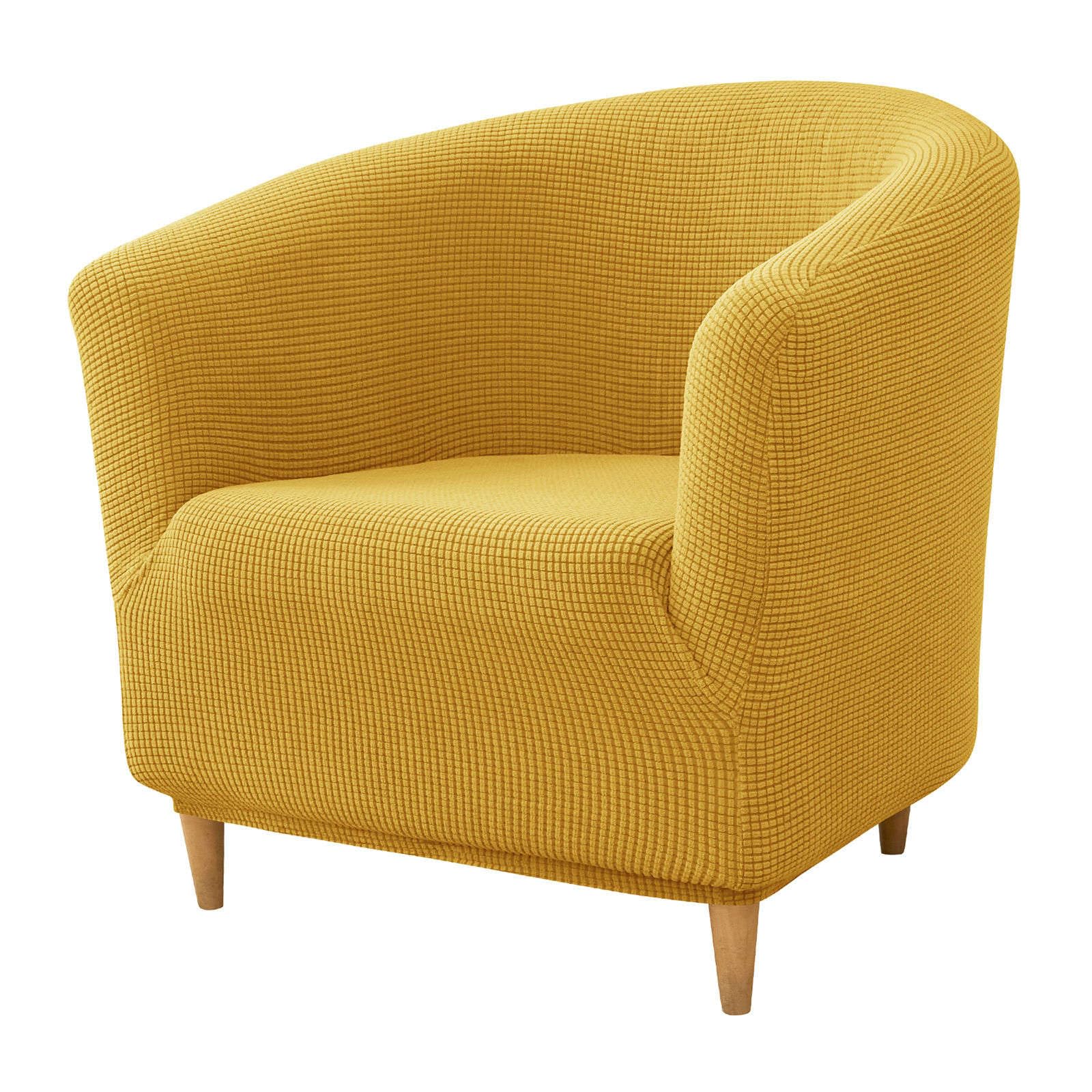 JHLD Stretch Club Chair Slipcover 1 Piece, Jacquard Tub Chair Cover Spandex With Elastic Bottom Tub Chair Slipcover Non Slip For Living Room-yellow-1 Piece