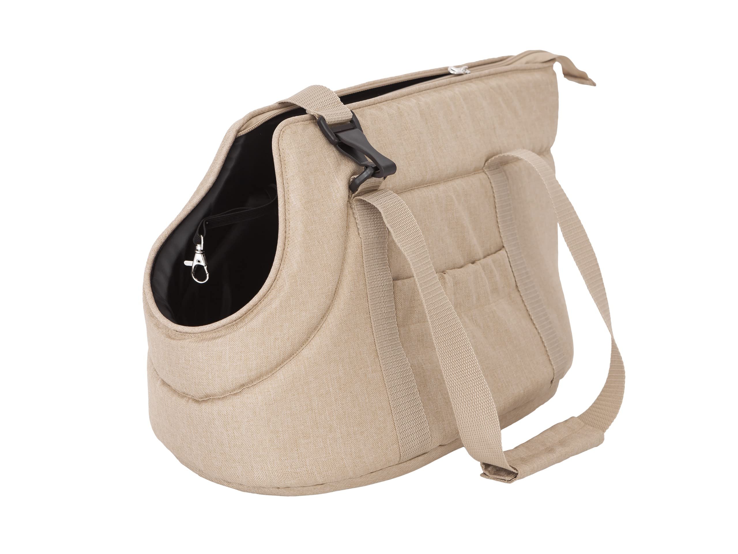 Bolsa para perros, manos libres, bolsa de transporte, con bolsillos laterales, bolsillo para gato, con correa de hombro ajustable, beige, XL: 30 x 50 x 32 cm