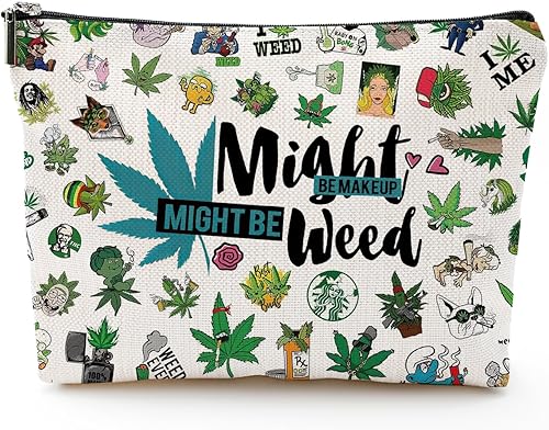 Miniatura 1 de QualityLife Bolsa de maquillaje mixta, Blanco, Weed