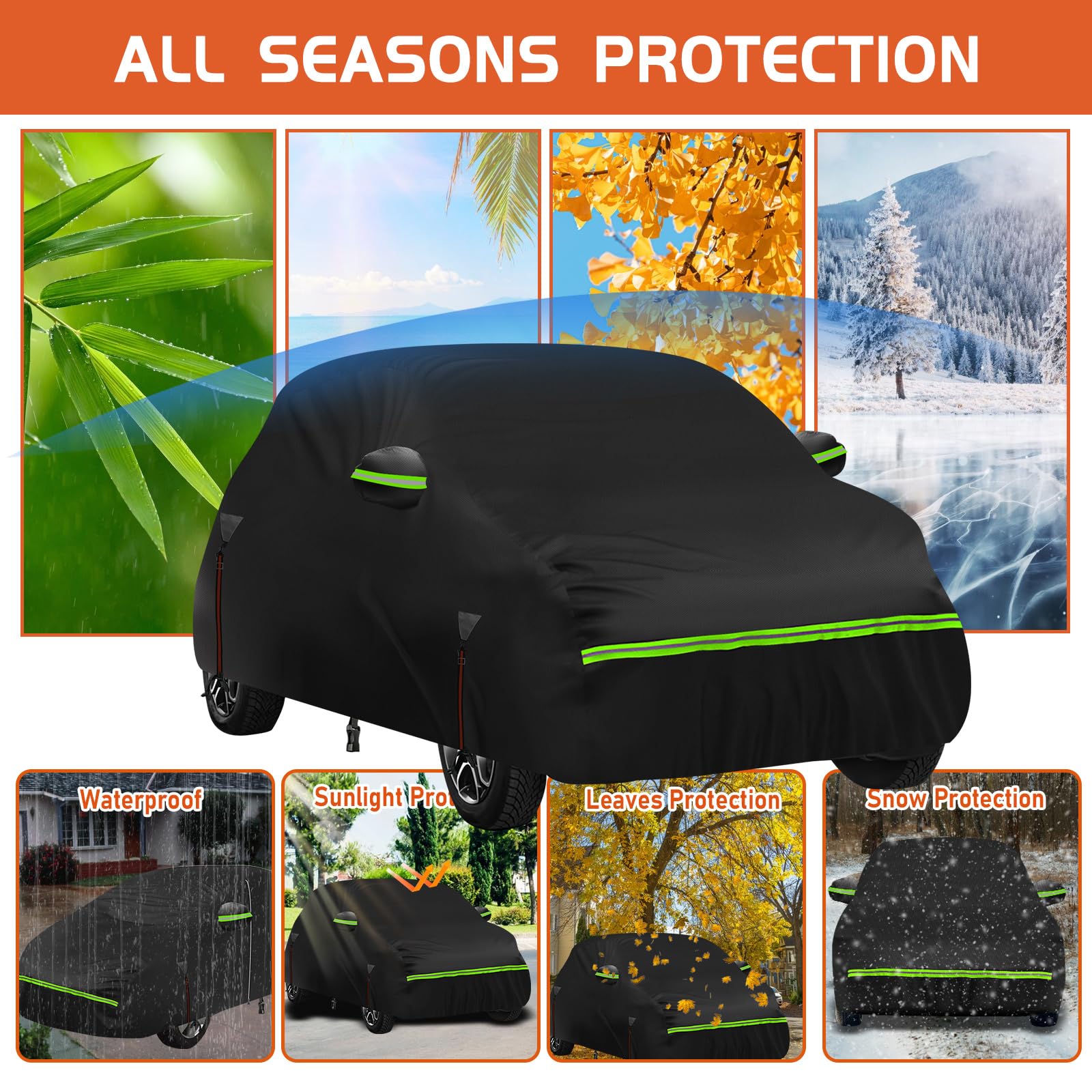 Funda impermeable para coche compatible con Smart Fortwo W453 2015-2024, 6 capas para exteriores, cubierta completa para automóvil, protección contra el sol, lluvia, rayos UV, polvo, con cremallera de