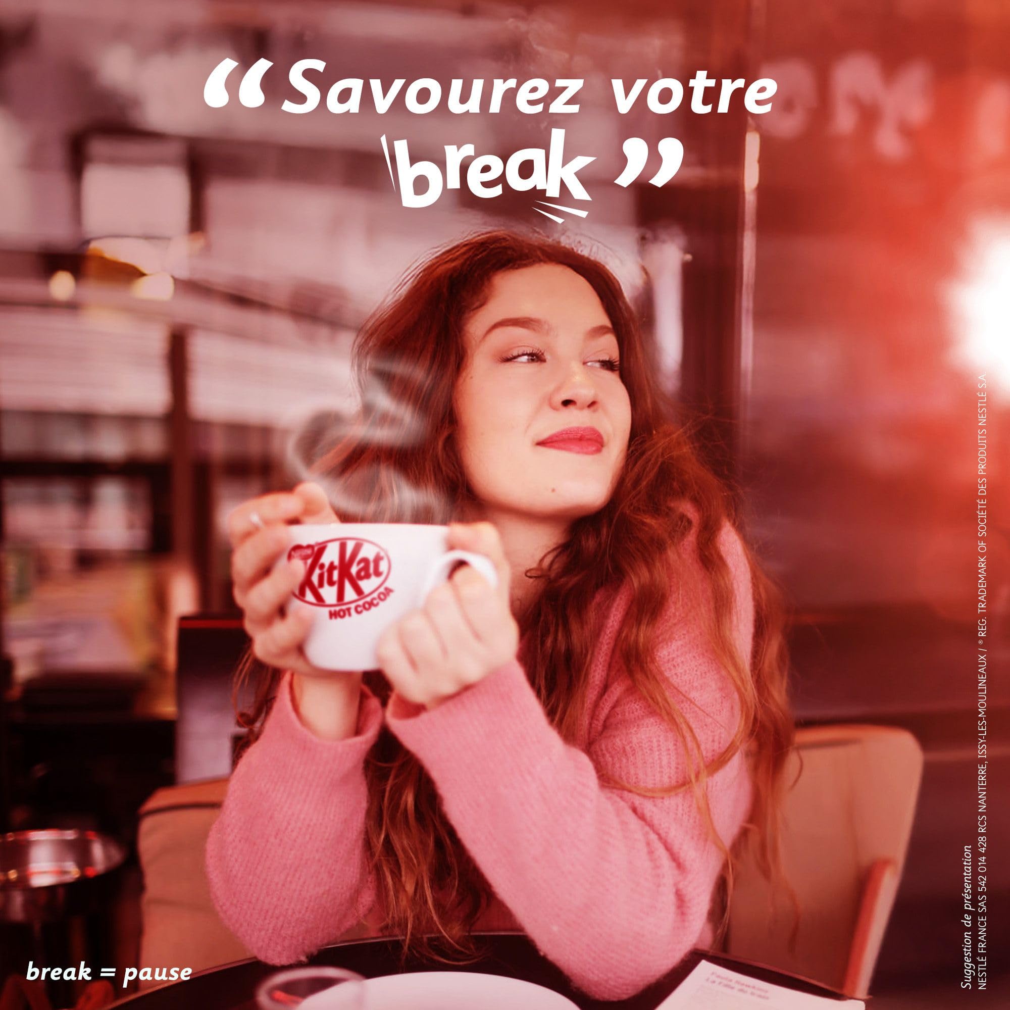 KITKAT Boisson Cacaotée Goût Gaufrettes - 40 Sachets Solubles - Pour Préparer un Chocolat Chaud Instantané - A Mélanger avec de l'Eau - Cacao Certifié Rainforest Alliance - 40 Sticks de 28g