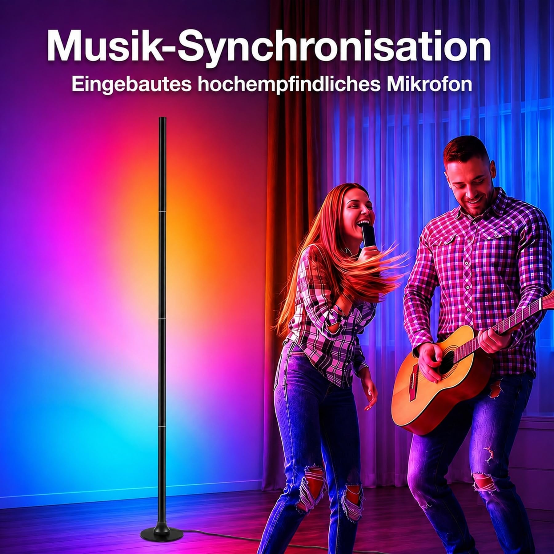 sylvwin LED Stehlampe,LED Ecklampe mit APP & Fernbedienung, Musik Sync, 16 Millionen Farben RGB Led Stehlampe für Wohnzimmer Schlafzimmer Gaming Eckleuchte