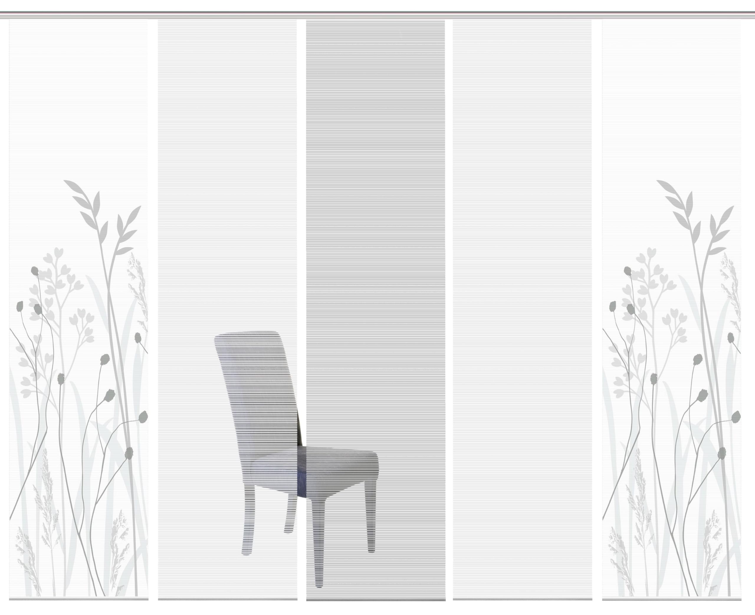 VISION S Schiebegardinen GRASIL, halbtransparent, Höhe 260 cm, grau Bambusoptik, Farbe:grau, Größe:260 x 60 cm, Anzahl:5er Set (2X, 2X, 1x)