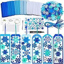 Winlyn 24 Sets Christmas Craft Kits Winter Crafts DIY 3D Christmas Snowflake Bookmarks Art Sets Snowflake Foam Stickers Arts and Crafts for Kids Party Favor Holiday Seasonal Home Classroom Activities