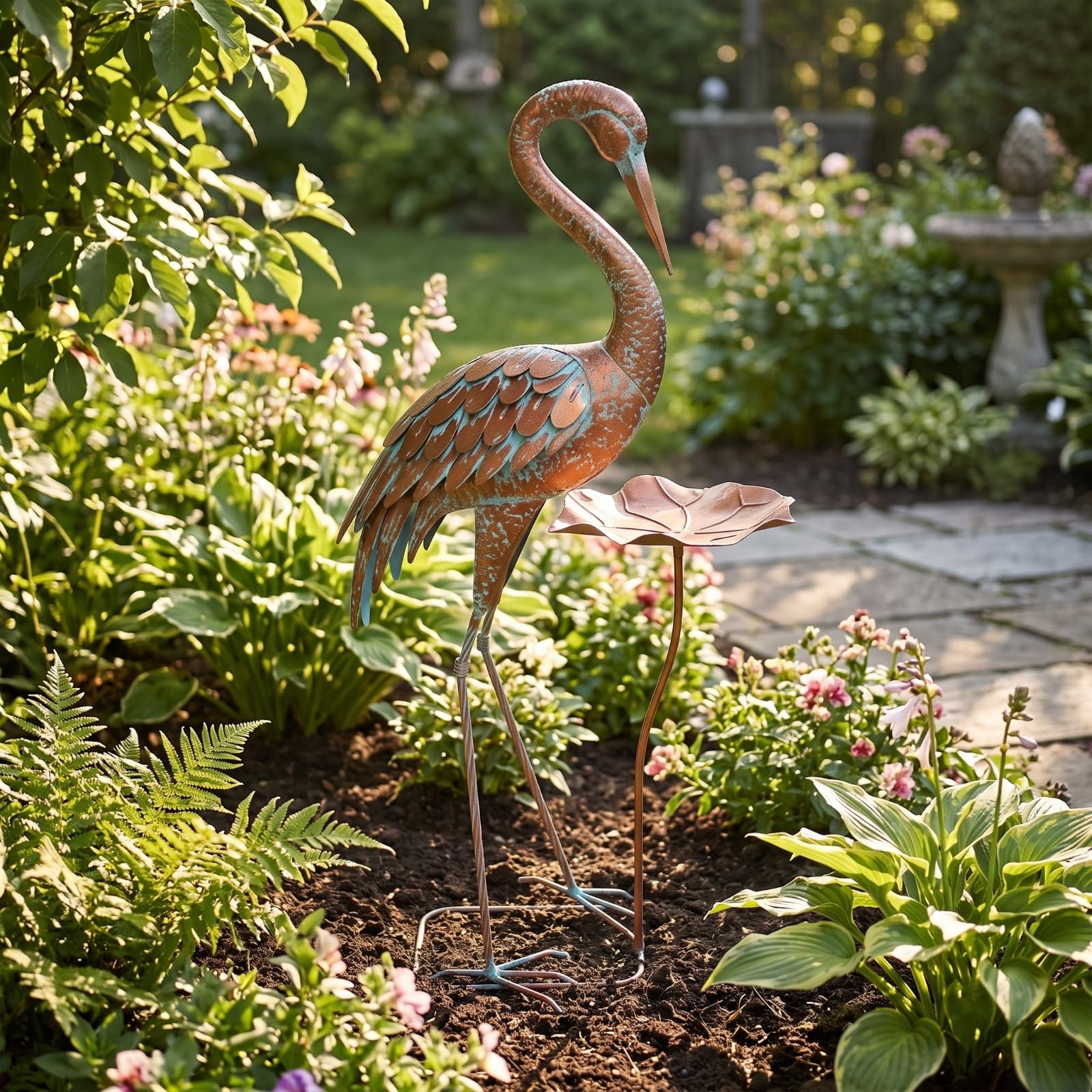 tränke mit Metall Gartenfigur Wetterfest futterstation für Gartenbesitzer, Garten, Garten