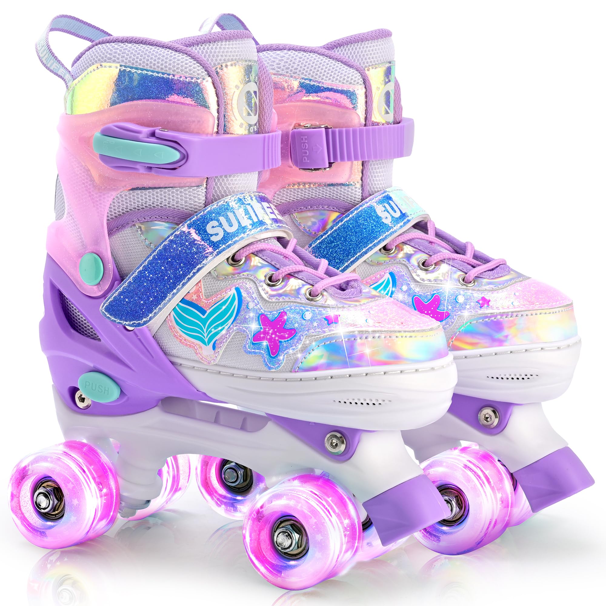 SULIFEEL Patins à roulettes réglables pour Enfants de 3 à 5 Ans, 5 à 8 Ans, 6 à 12 Ans, avec 4 Tailles de lumière réglable sur Roues, Meilleur Cadeau pour Les Enfants pour Les débutants, Sports